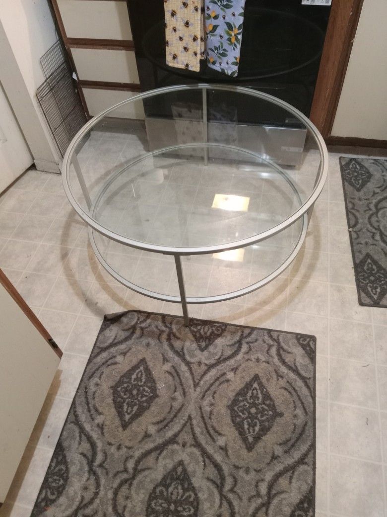 Two glass coffee table