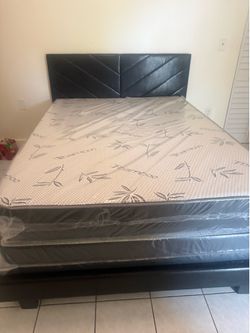 Queen bed frame with mattress all new furniture free delivery free installation