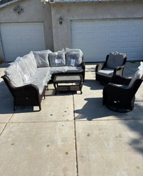 Patio Sofa Set With Swivel Chairs Rocking Chairs Brand New Swivel Rocking Chair Set Patio Furniture 🚚🆕🚚