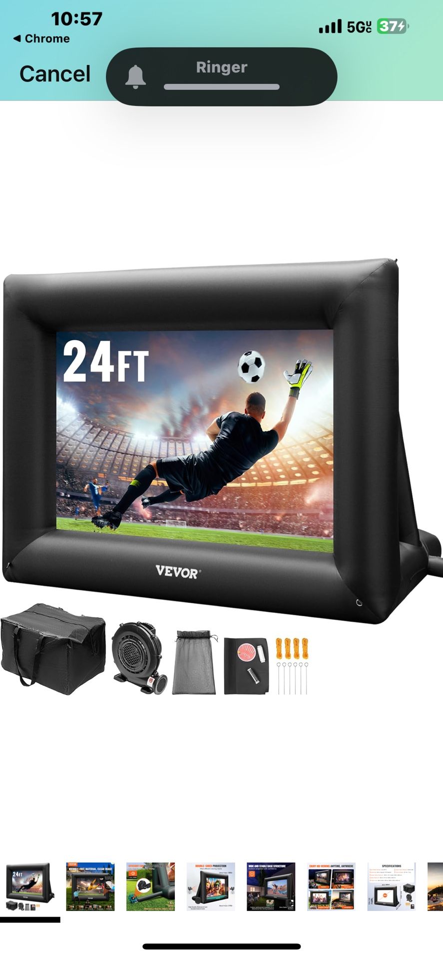 Inflatable projector screen