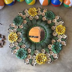 Vintage 1970s Artes De Mexico Saldana Mirror Maximalist MCM 40”