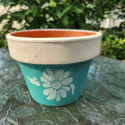 Small 4.5x6 Painted Terracotta Plant Pot