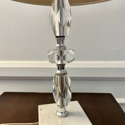 Vintage Acrylic Lamp With Marble Base Linen Shade 