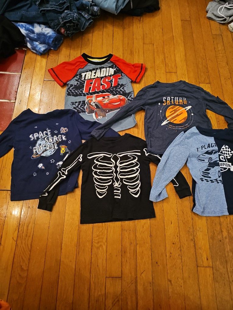 Lot Of 5 Shirts+ One Matching Shorts For Boys Size 4-5