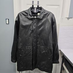 Chaqueta Charles Klein Cuero Negro Hombre Talla XLT Abrigo con Cinto