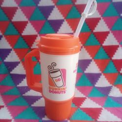 Dunkin Donuts Travel Tumbler Mug ORANGE