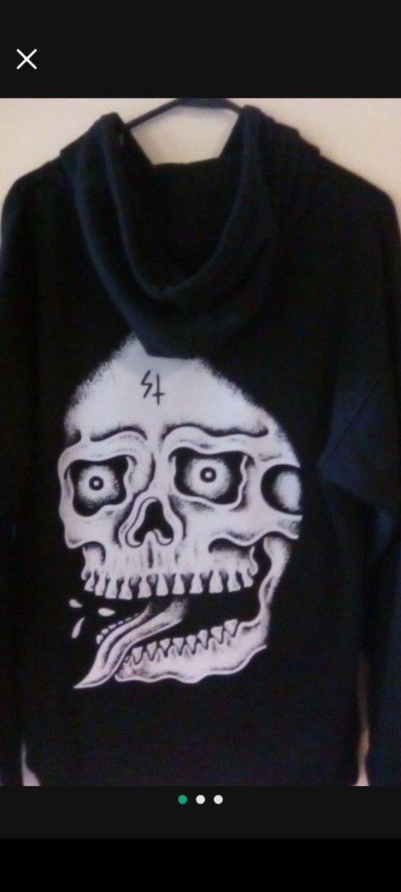 🎄☃️ONLY $40!! EX FLAWLESS NEW COND LG BLK SIIICK SKETCHY TANK SKULLFACE 100 COTTON HEAVYWEIGHT HOODIE!🔥