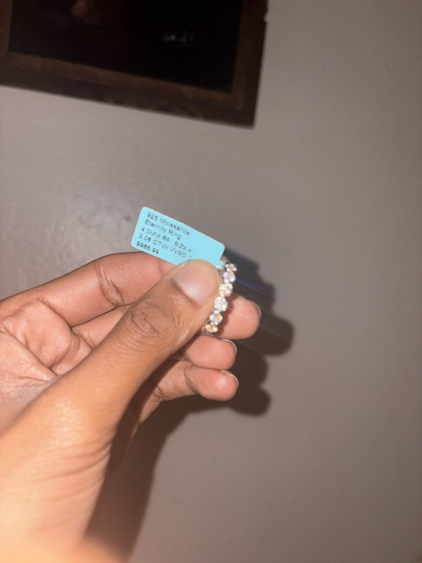 4mm Genuine Vvsd Colorless Moissanite 3.08 Carts 🤧💥 Sz 10 Ring