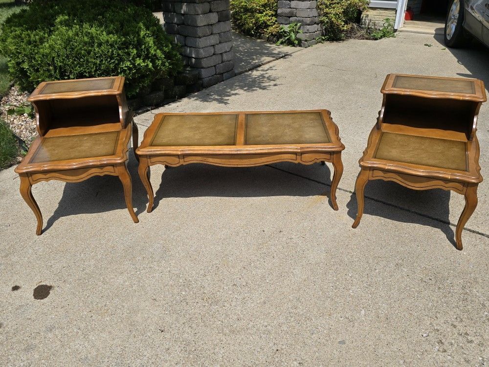 Vintage Midcentury Step Back Livingroom Room Set- 2 End Tables and Coffee table