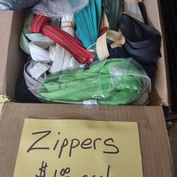 Brand New Zippers.  Various Colors And Sizes.  Each For $1 Or A Great Deal On The Entire Box!!