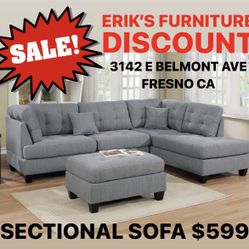 NEW GRAY SECTIONAL & OTTOMAN