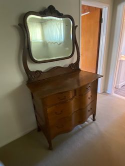 Antique dresser and mirror