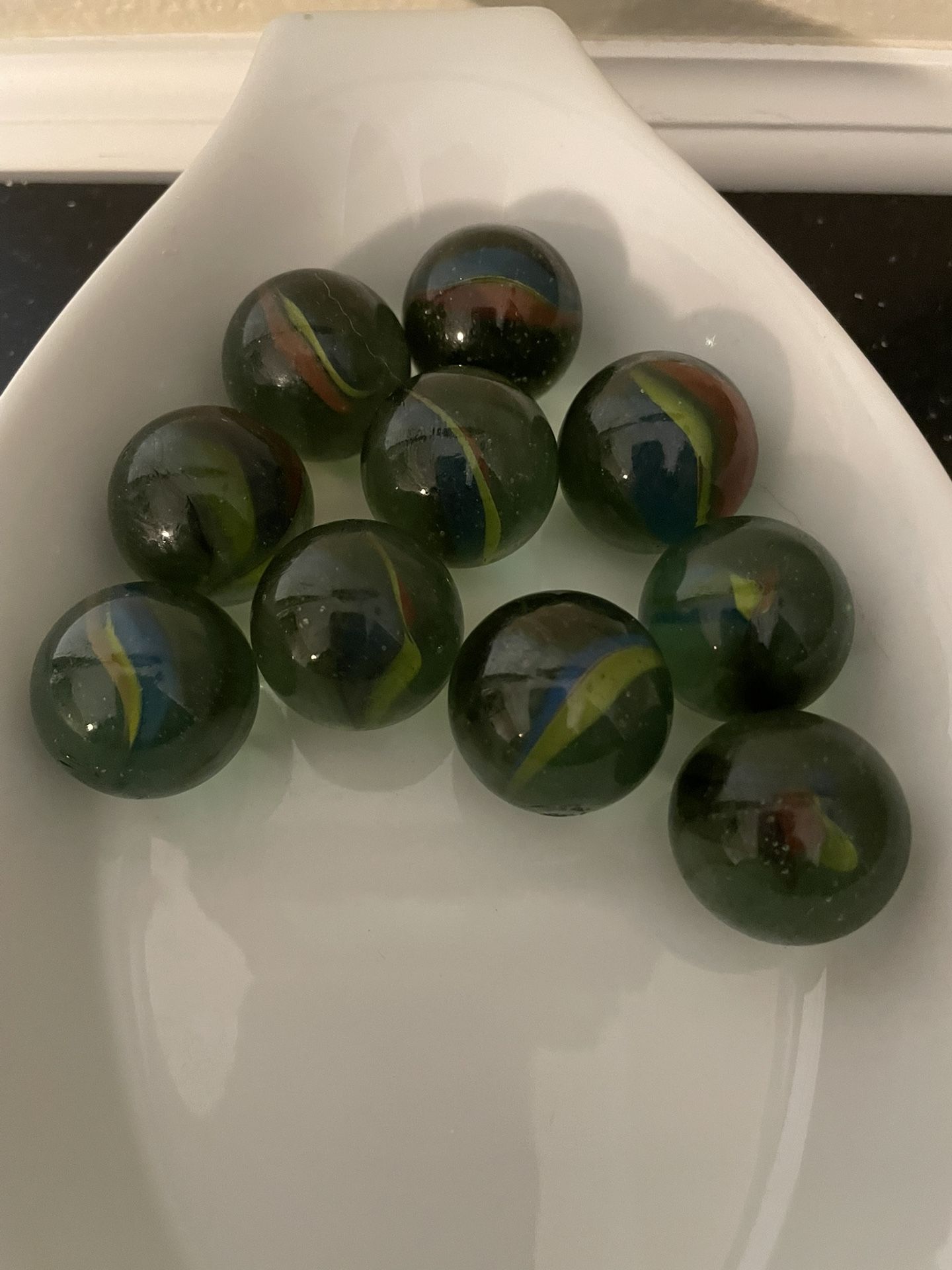 Lot of 10 Vintage Glass Marbles 1”