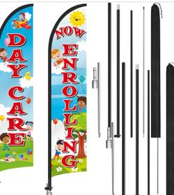 Enrolling DayCare Flagpoles  Set