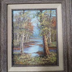 Vintage Oil Painting Landscape By German Artist Luigi Corti, Framed