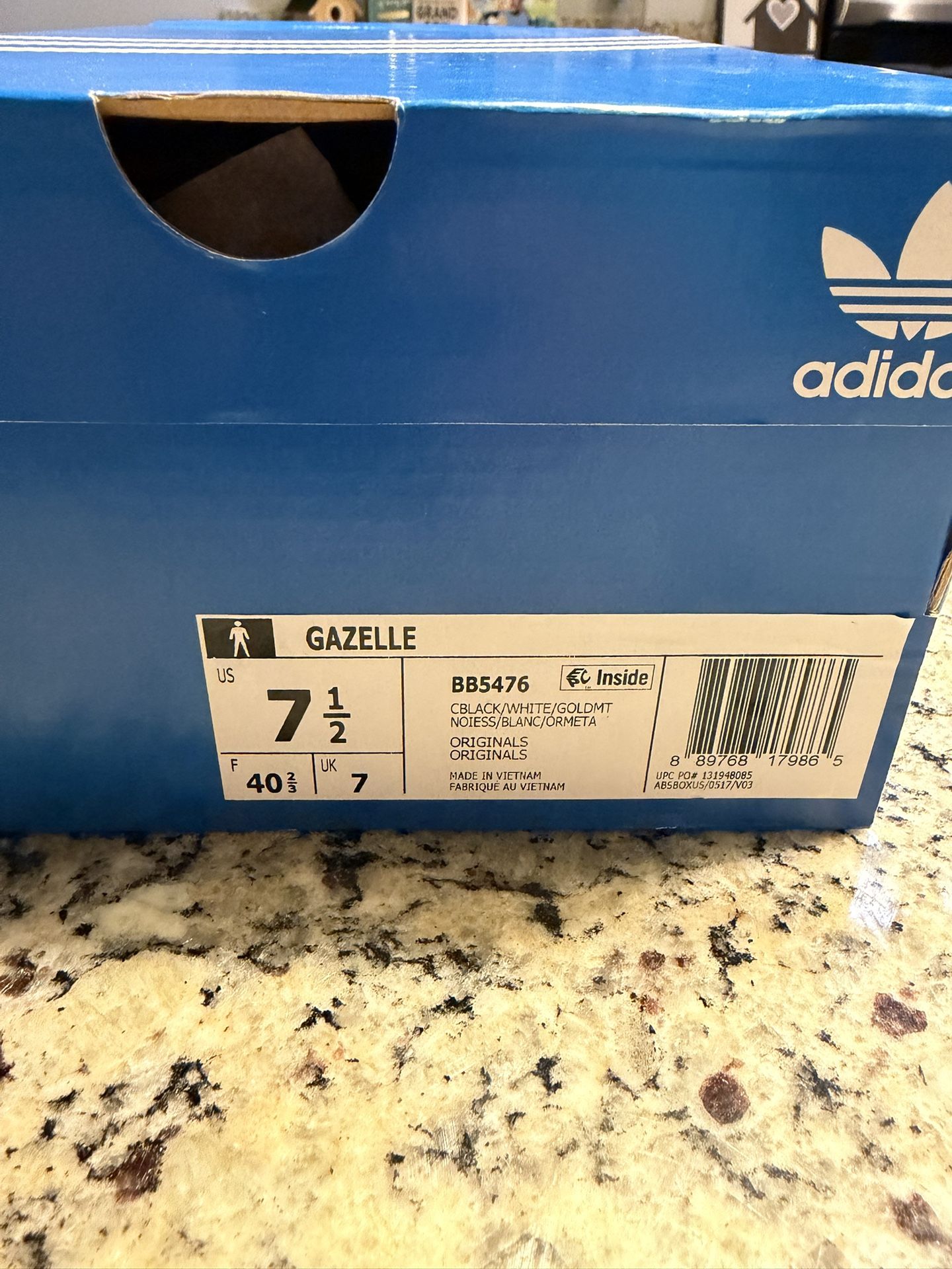 Size 7.5 Adidas Gazelle Black Cloud White SKU BB5476 Brand New