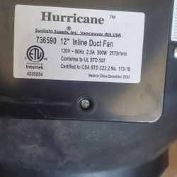 Hurricane  Fan 12"  Usado