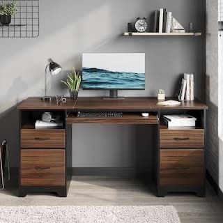 Home Office Desk With File Cabinet And Drawers 