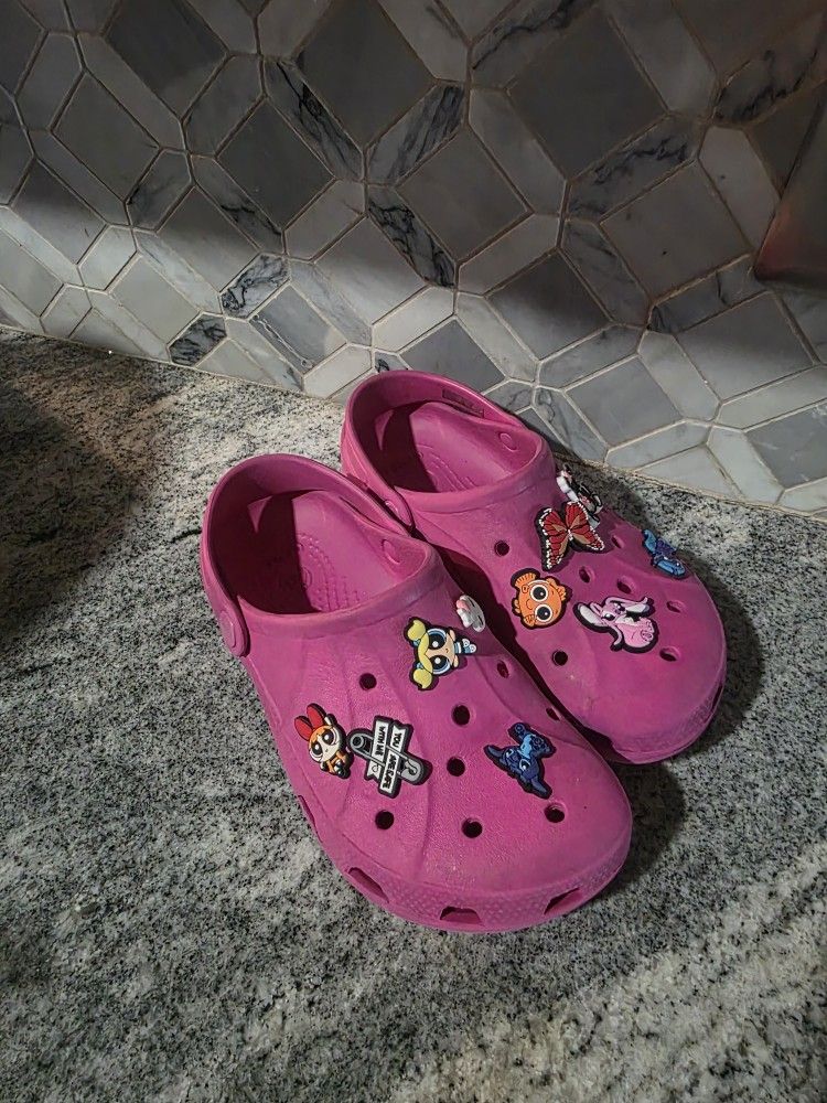 Girls Pink Crocs Size 3