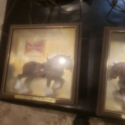 Vintage Budweiser Shadow Boxes With Light 