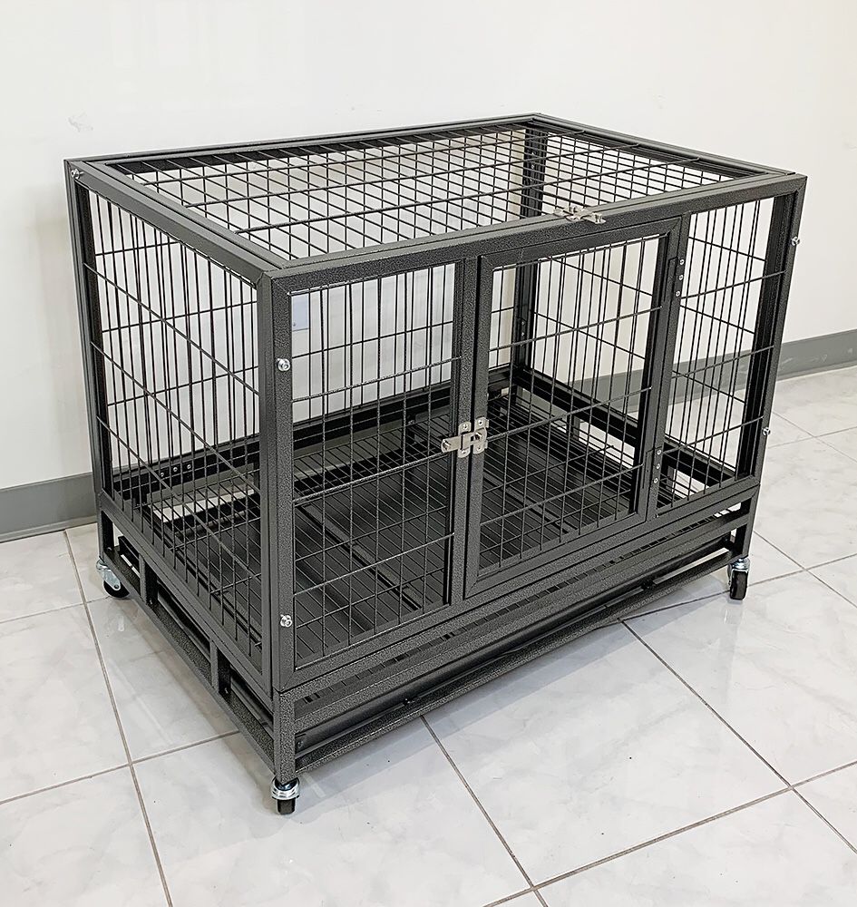 New $110 Heavy Duty 36x24x29” Large Dog Cage Pet Kennel Crate Playpen w/ Wheels for Large Pets