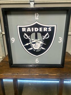 Raiders NFL Wall Clock Black Frame