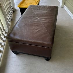 Leather Storage Ottoman Bench 