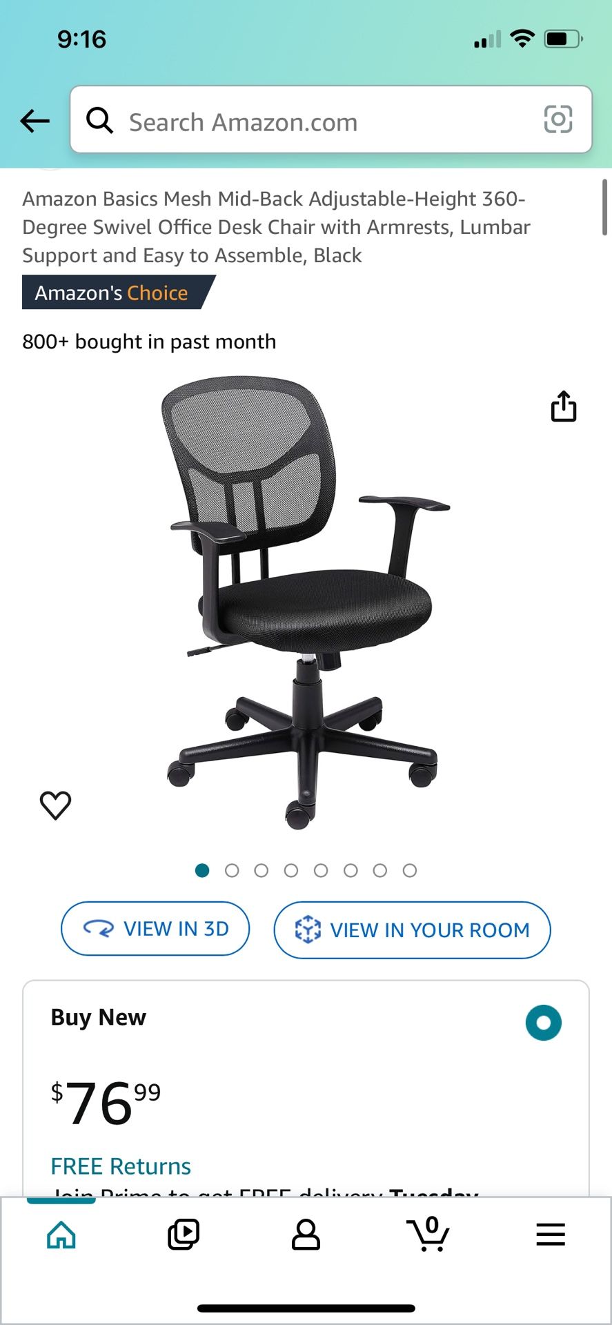 Amazon Basics Mesh Mid Back Adjustable Height 360 Degree