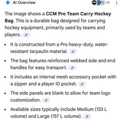 CCM Hockey Bag, New /Display Model, Read Description, $69