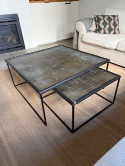 Modern industrial nesting coffee table set
