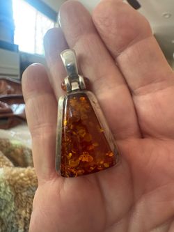 Amber Stone Sterling Silver Pendant