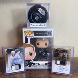 LA Kings Hokey Team Bundle Collection Lot of 4) Items Autographs and Funko Pop plus puck