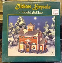 DICKENS KEEPSAKE Lighted Porcelain FOLK ART Christmas Village House