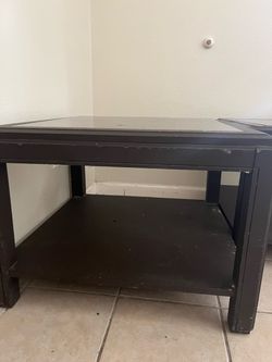 Black Wood End Table with Bottom Shelf