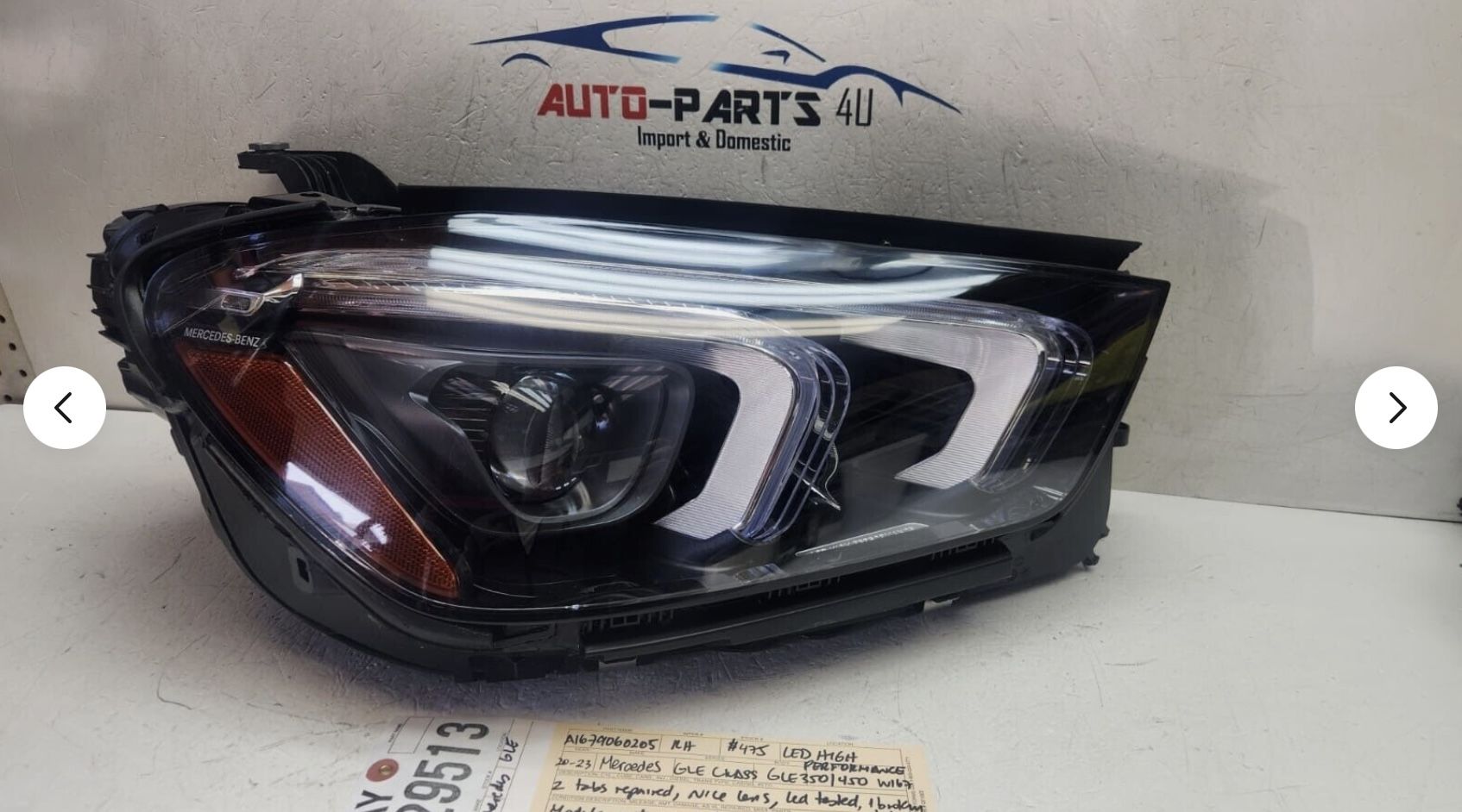 2020 - 2023 MERCEDES GLE CLASS GLE350 GL450 W167 RIGHT LED HEADLIGHT OEM AY29513