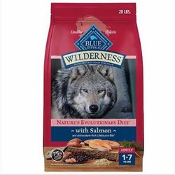 28 lb bag of blue buffalo wilderness salmon dog food