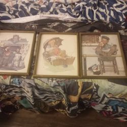 3 Beautifully Framed Norman Rockwell Pictures