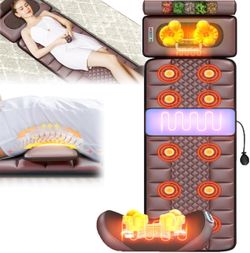 Full Body Massage Mat with Heat,Vibrating Mattress Pad with 20 Neck Shiatsu Kneading Head Full Body Relieve Neck Back Waist Legs Pain