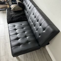 FREE: Black Faux Leather Sleeper/Futon Sofa Bed