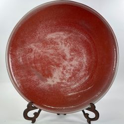 Huge 19” Chinese Peach Bloom Blossom Painted Porcelain Charger Platter Plate