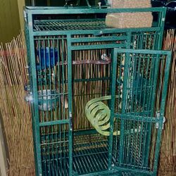 Bird Cage With Bowls And Perches 