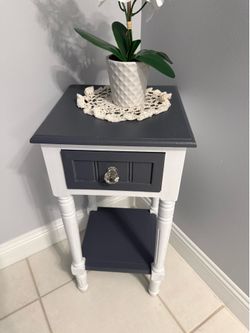 Painted Wood Side Table with Drawer