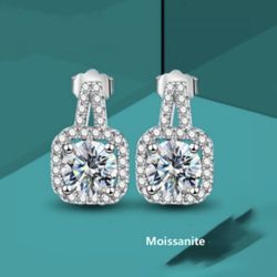 Sterling Silver 925 Moissanite Earrings 