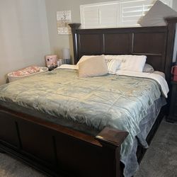 King Bed Frame And Headboard With Storage Drawers 