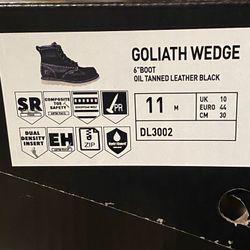 GOLIATH WEDGE 6"BOOT OIL TANNED LEATHER BLACK 