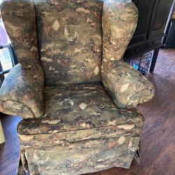 Wing Back Chair, Farm Motif