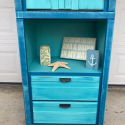 Pretty Teal Tall Book Shelf /cabinet …