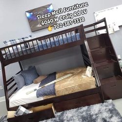 🙋‍♂️Twin Full Bunk Bed 2 FREE Mattresses, 👉Furniture Sectional Queen Bed, Dining Table Avail 