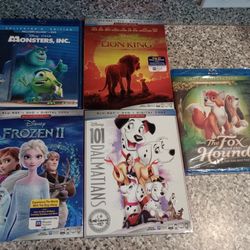 Blu-ray Lot Disney Pixar Kids Children Family Movies Frozen II 2 Lion King 101 Dalmatians Fox And The Hound Monsters Inc Animated Cartoon CGI