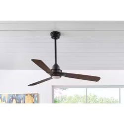 Home Decorators Collection Ester 54 in. White Color Changing Integrated LED Indoor/Outdoor Matte Black Ceiling Fan with Light Kit and Remote